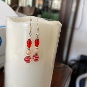Red dangle earrings